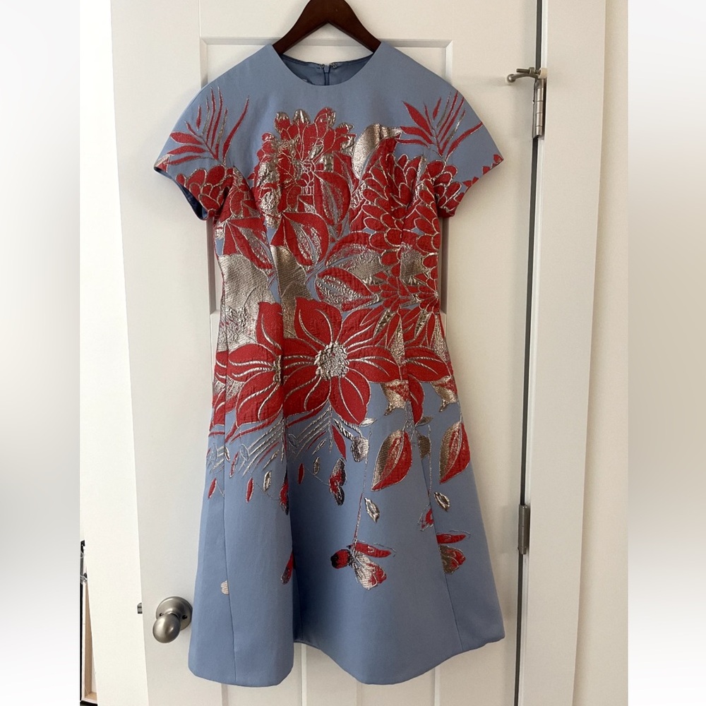 Teri Jon by Rickie Freeman: Elegant Floral Dress - Red and Blue